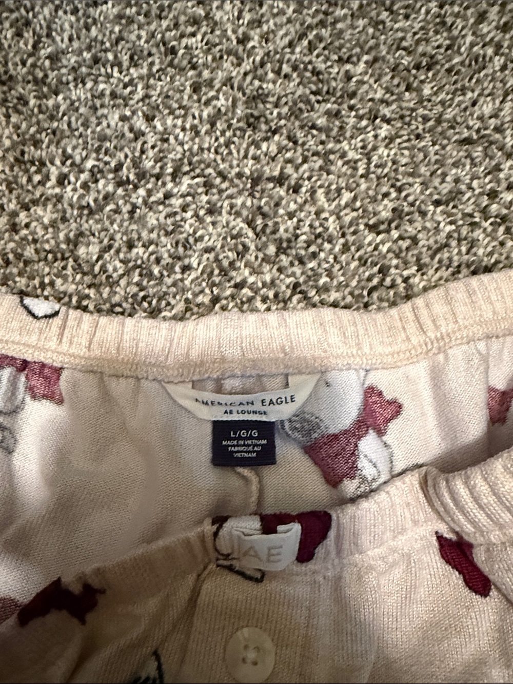 American Eagle Outfitters Cream Snoopy Print Wide-Leg Pajama Bottoms - Picture 2 of 2